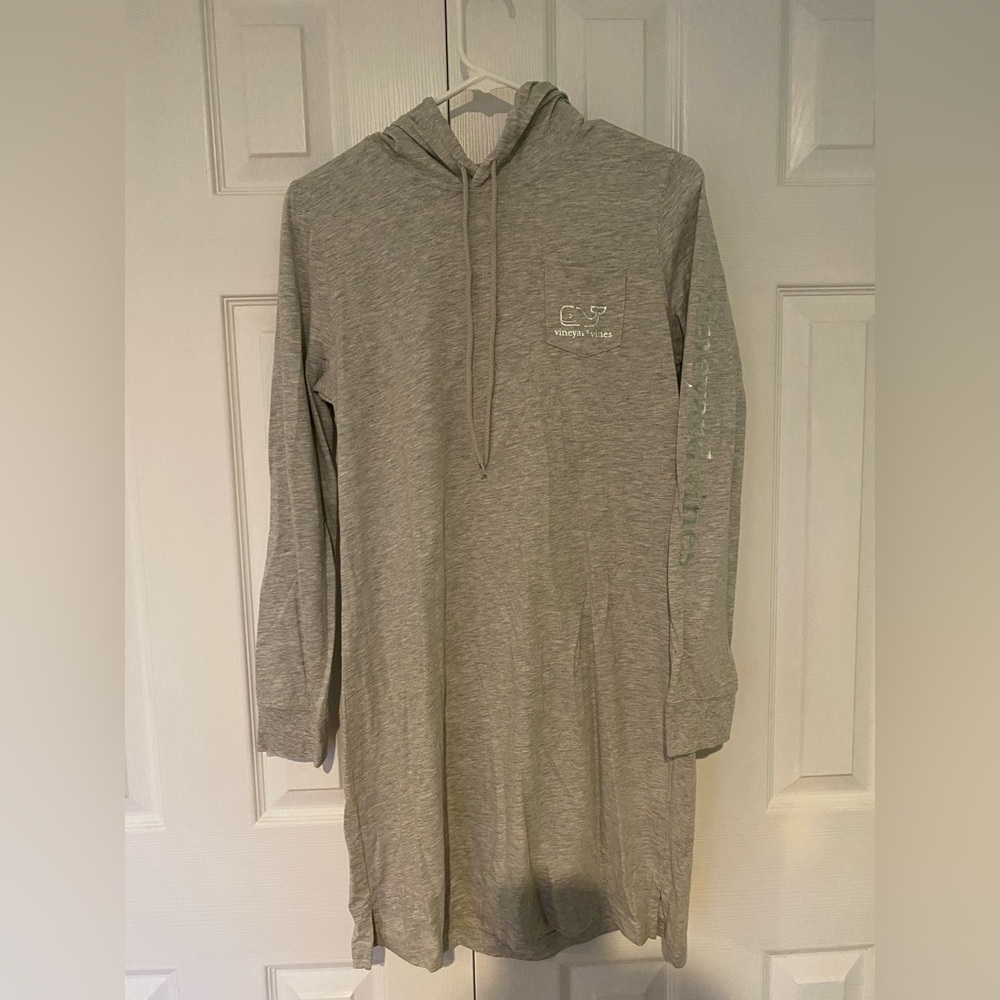 Gray Hooded Cover Up Dress